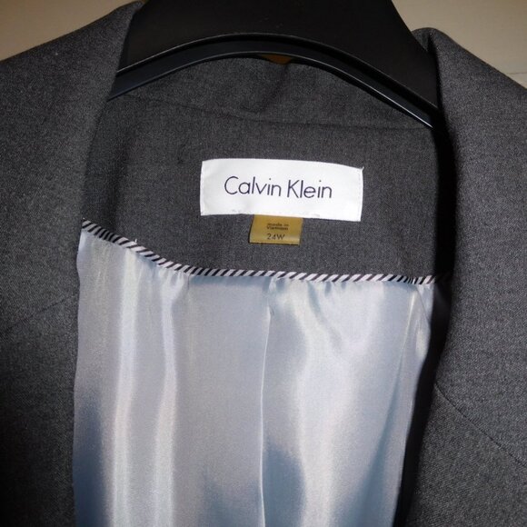 NWT CALVIN KLEIN GRAY SUIT JACKET BLAZER 24W WOMENS - Picture 2 of 7